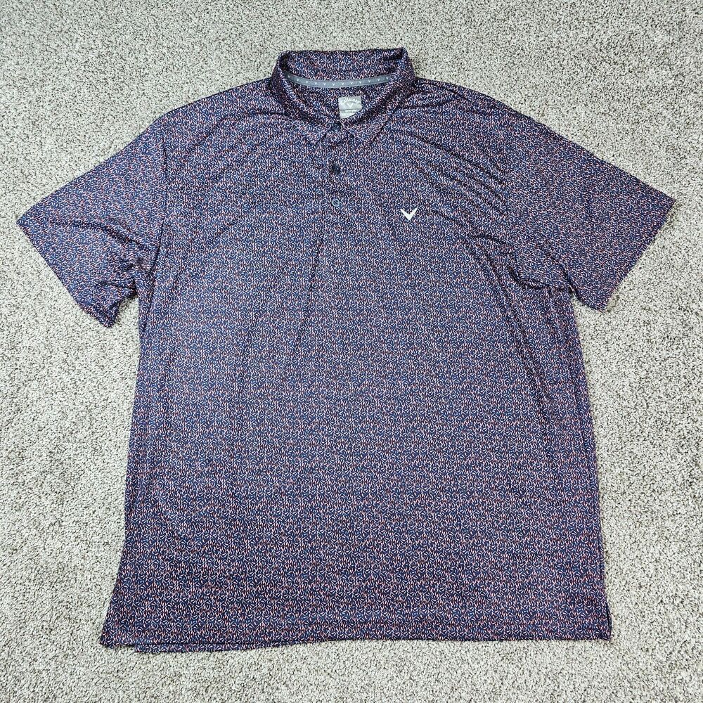 Callaway Shirt Mens 2XL Blue AOP Golf Performance Stretch Print Chili Peppers